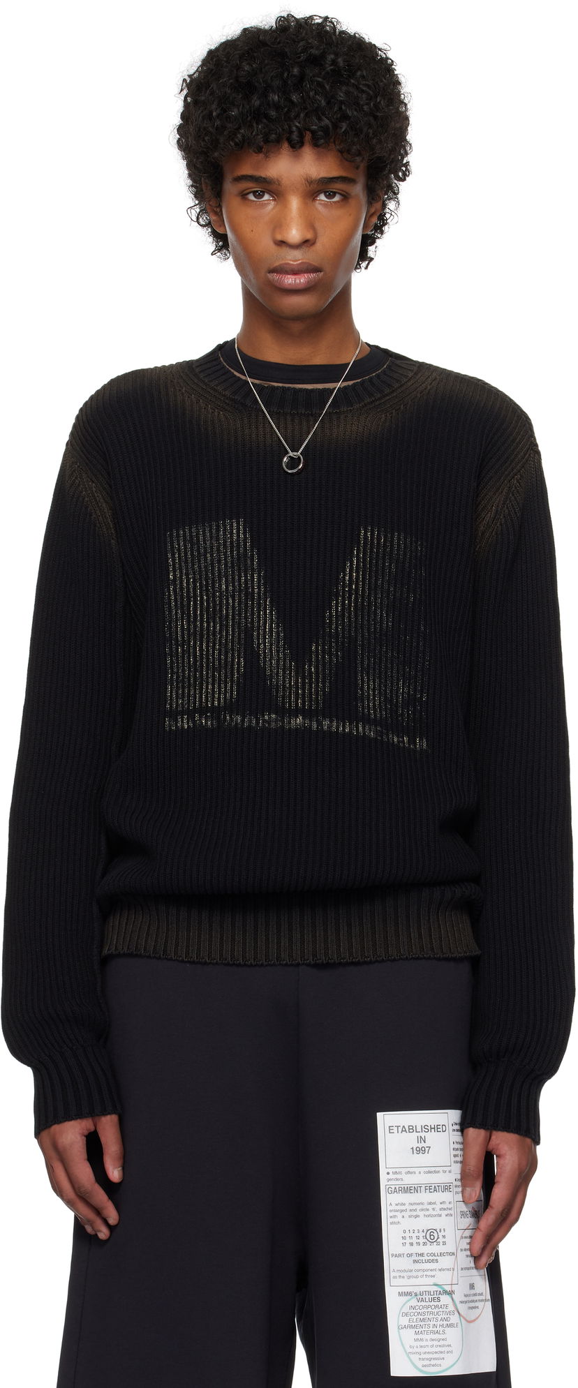 Cветр Maison Margiela MM6 Maison Margiela Crewneck Sweater чорний | SH0HL0024 M13079