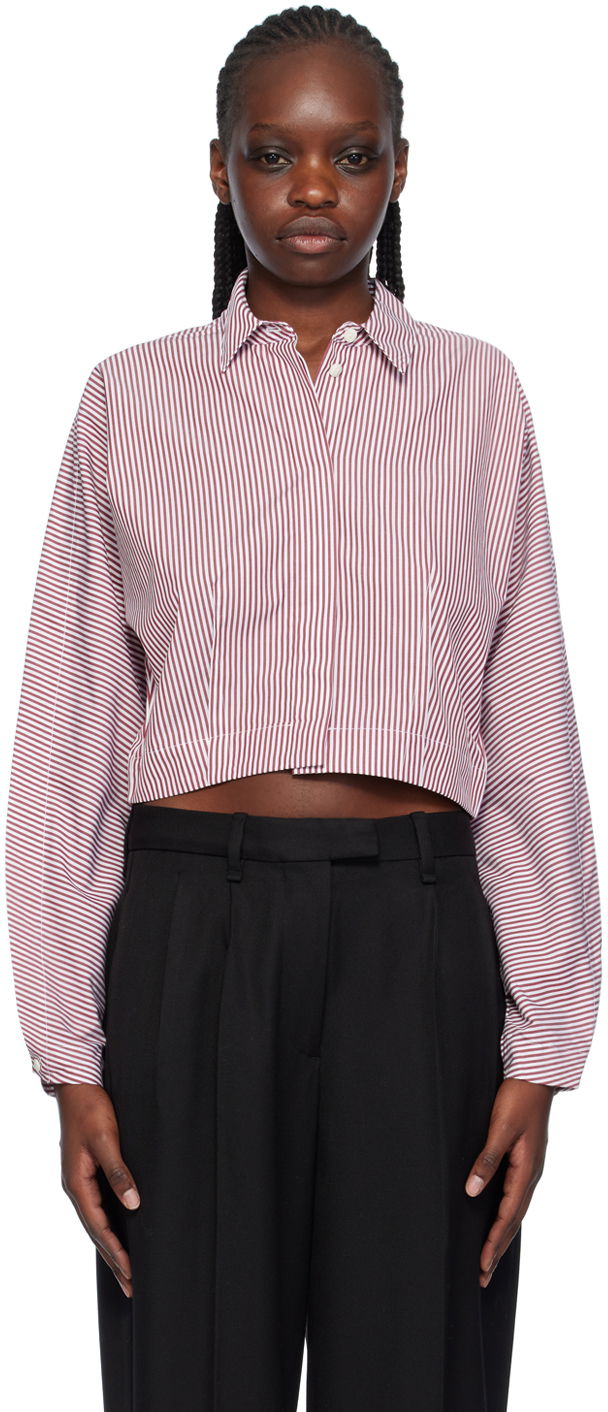 Сорочка rag & bone Morgan Striped Cropped Shirt Червоний | WAW23HA0214621