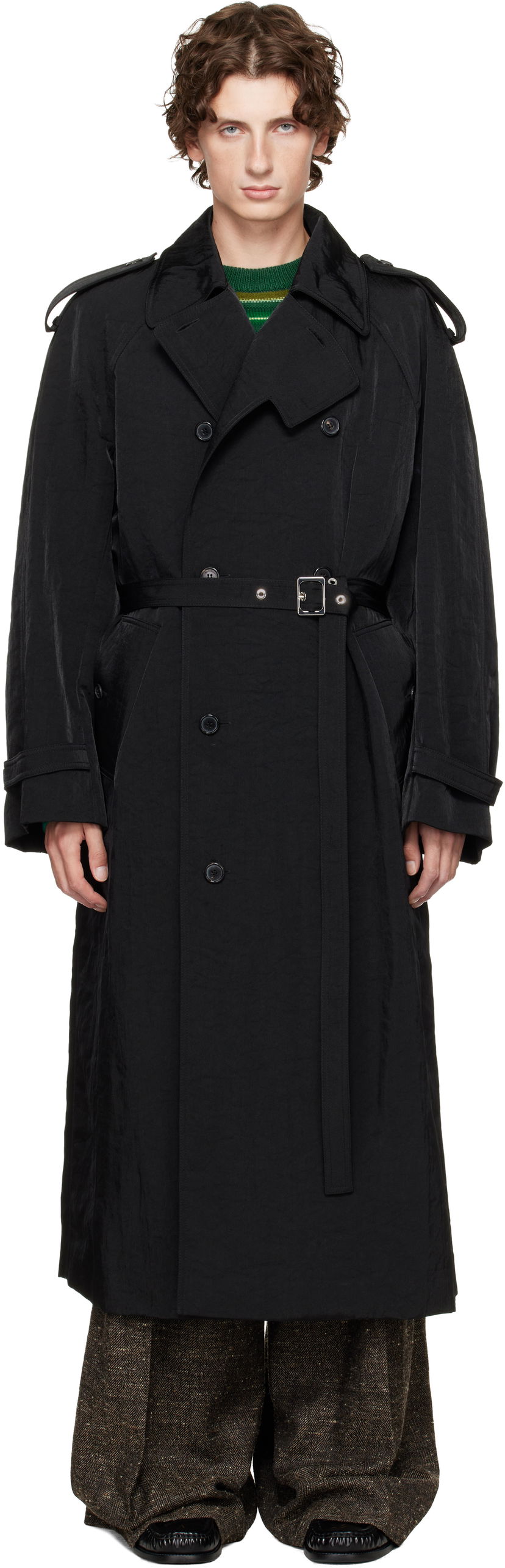 Тренчкот JW Anderson JW Anderson Double-Breasted Trench Coat чорний | CO0338-PG1818