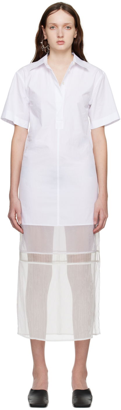 плаття Helmut Lang Helmut Lang Combo Shirt Midi Dress білий | N01HW602