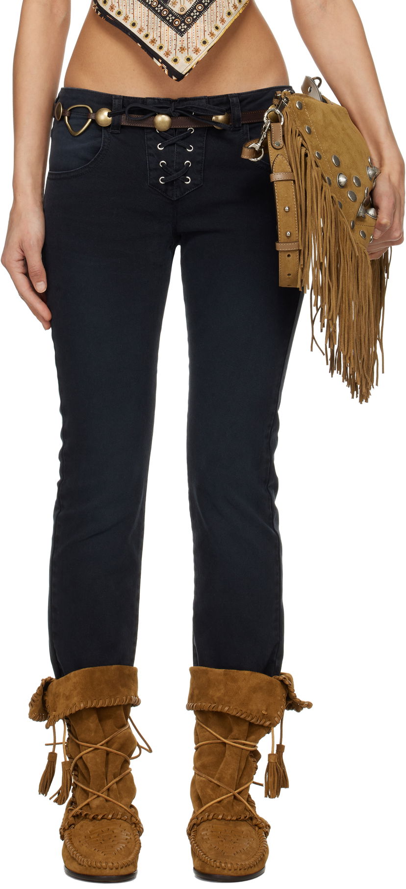 Джинси ISABEL MARANT Isabel Marant Vanel Lace-Up Jeans чорний | PA0544FB-C2H02I