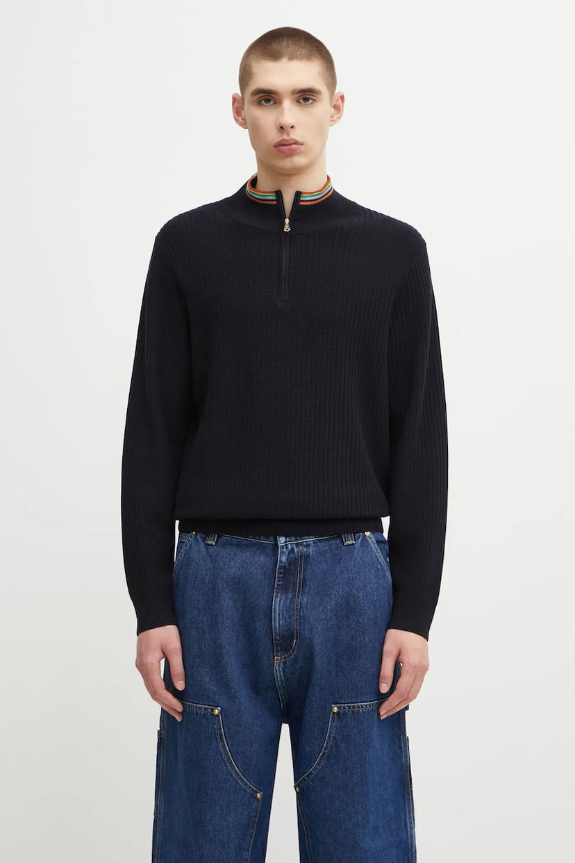 Cветр Paul Smith Paul Smith Wool Half-Zip Sweater темно-синій | M1R.548Z.T02825