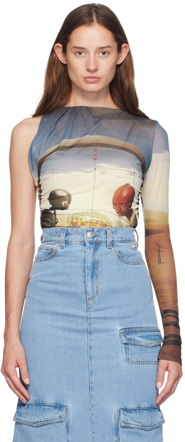 Футболка GCDS Creatures One-Shoulder T-Shirt Різнокольоровий | A2CW2801TE3
