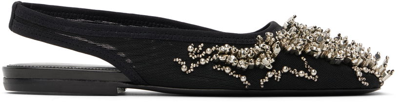 Аксесуари Dries Van Noten Dries Van Noten Embellished Mesh Slingback Ballerinas чорний | WS251-1617-800