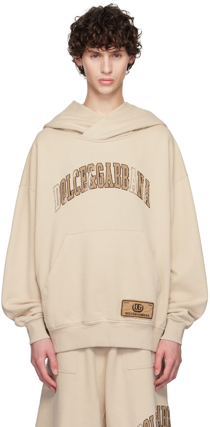 Світшоти Dolce & Gabbana Embroidered Logo Hoodie бежевий | G9AKPZG7NQI
