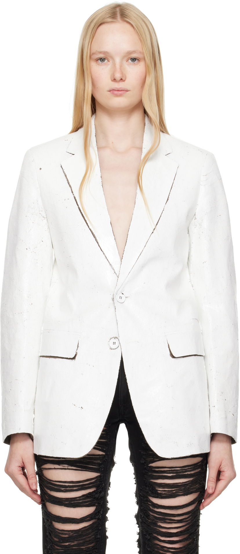 Куртка Maison Margiela MM6 Maison Margiela Hand-Coated Blazer білий | S62BN0110 M35437