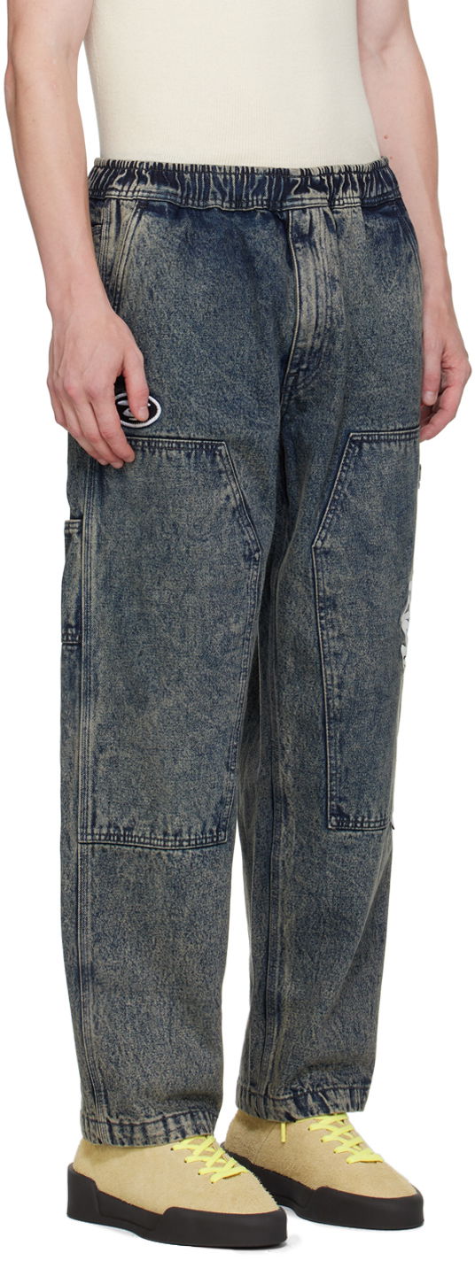 Штани карго AAPE by A Bathing Ape AAPE by A Bathing Ape Embroidered-Logo Carpenter Jeans Синій | AAPPTMA682XXMBKC, 1