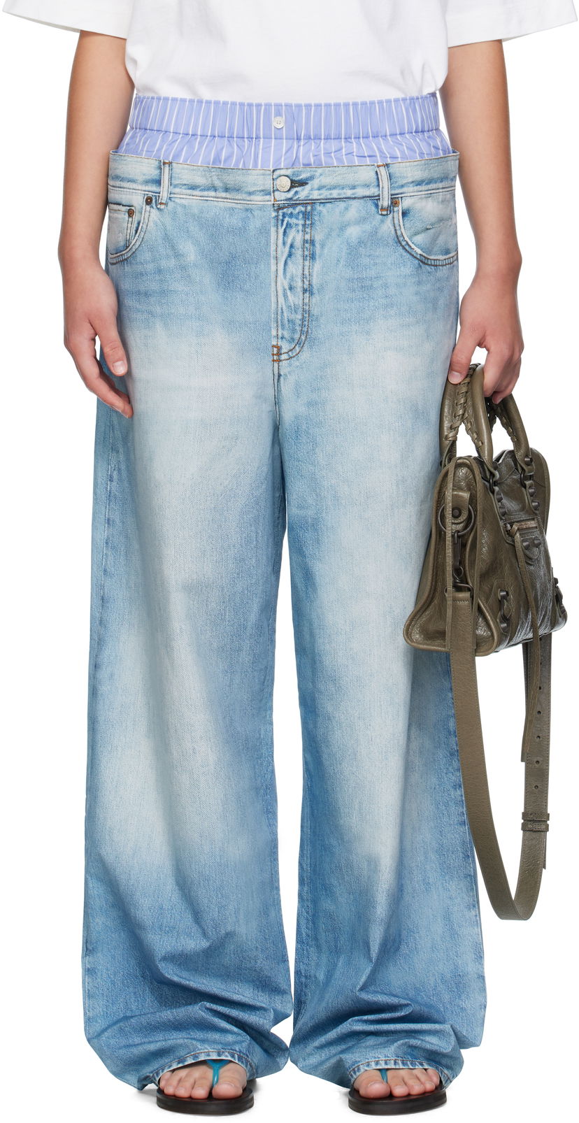 Штани Acne Studios Acne Studios Printed Wide-Leg Trousers Синій | AK0918-