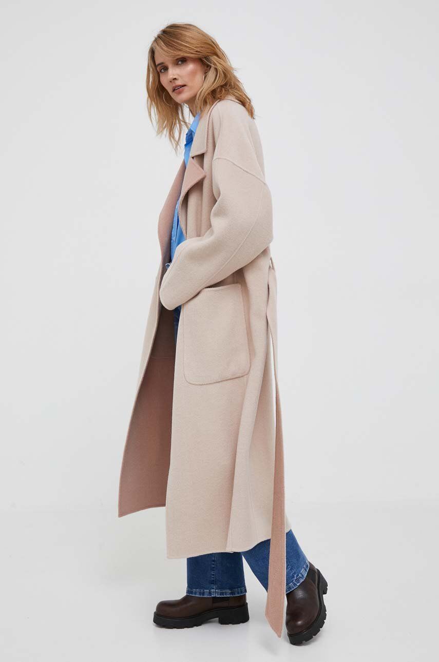 Пальто CALVIN KLEIN Tied-waist Wool Coat бежевий | K20K205855, 0