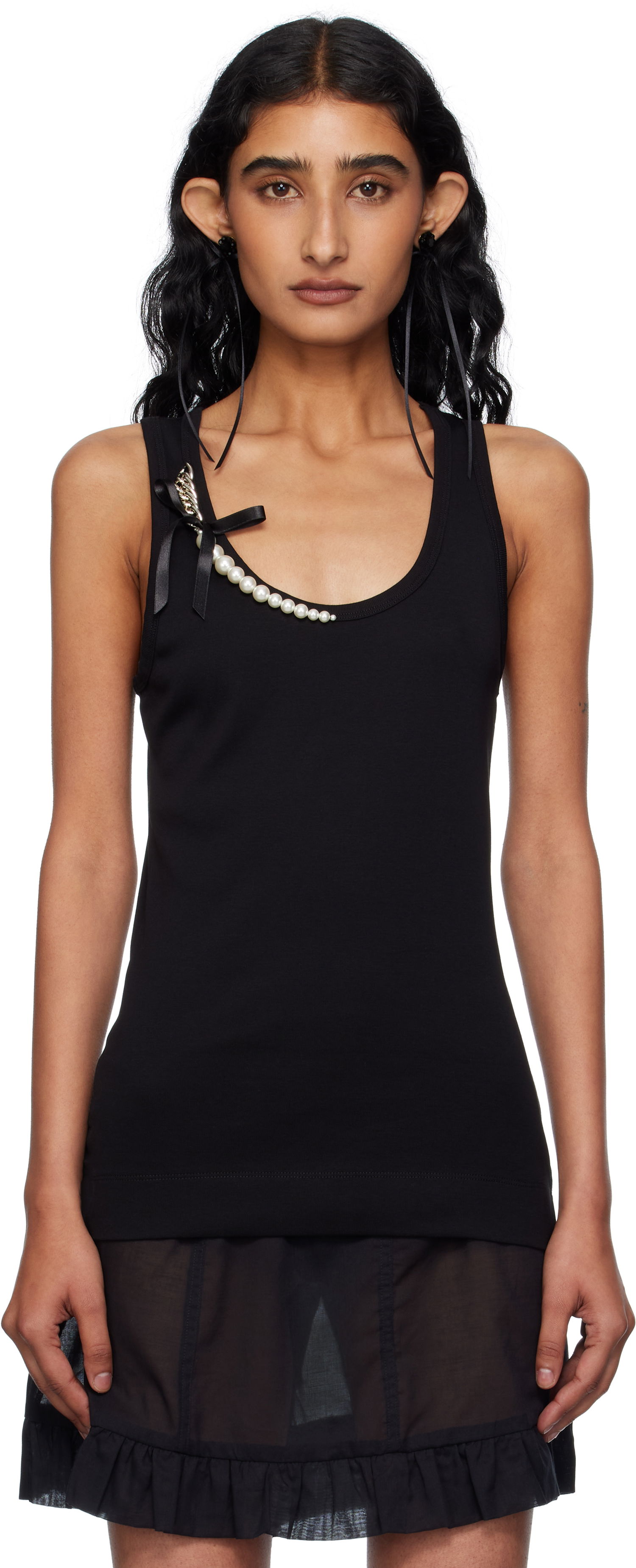 Безрукавка Simone Rocha Simone Rocha Pearl Chain Tank Top чорний | 5375B 0553, 0
