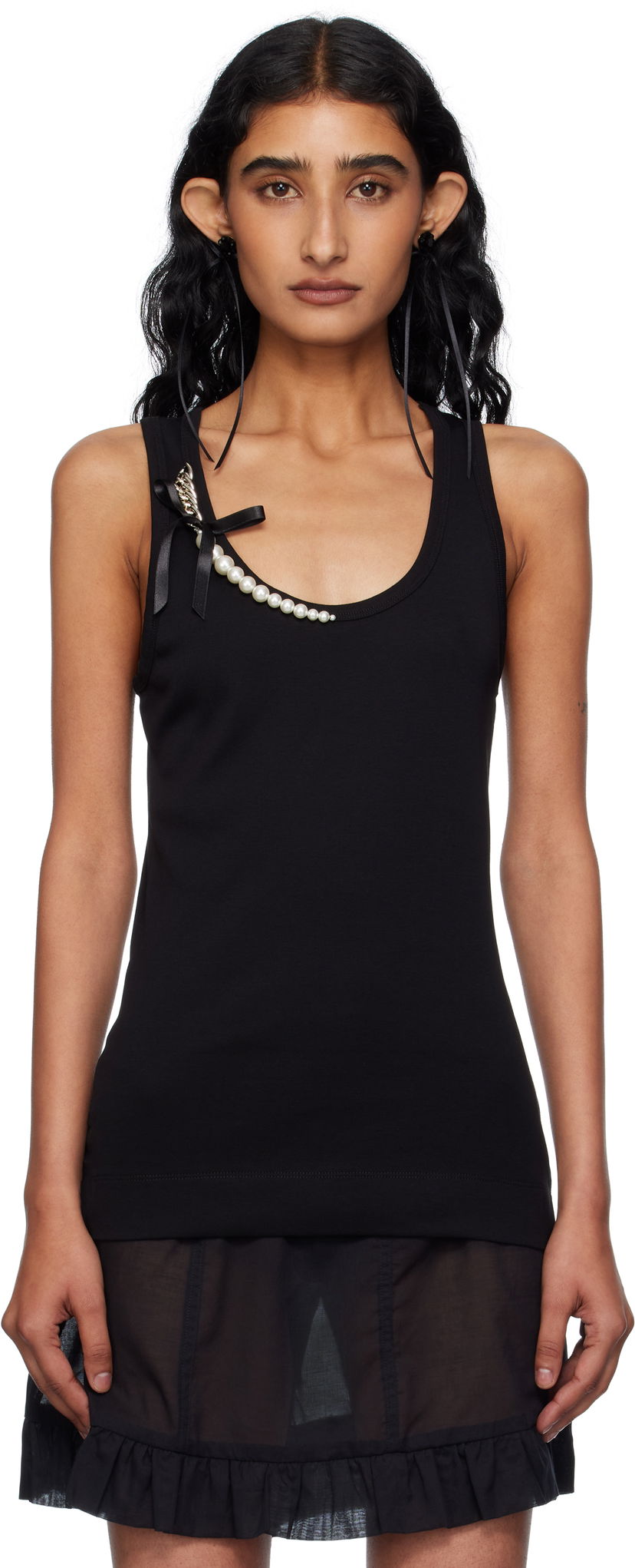 Безрукавка Simone Rocha Simone Rocha Pearl Chain Tank Top чорний | 5375B 0553