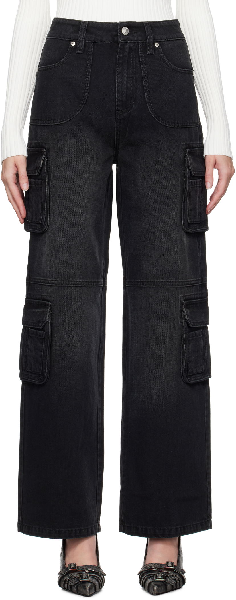 Штани карго MISBHV Washed Cargo Jeans чорний | 241W300