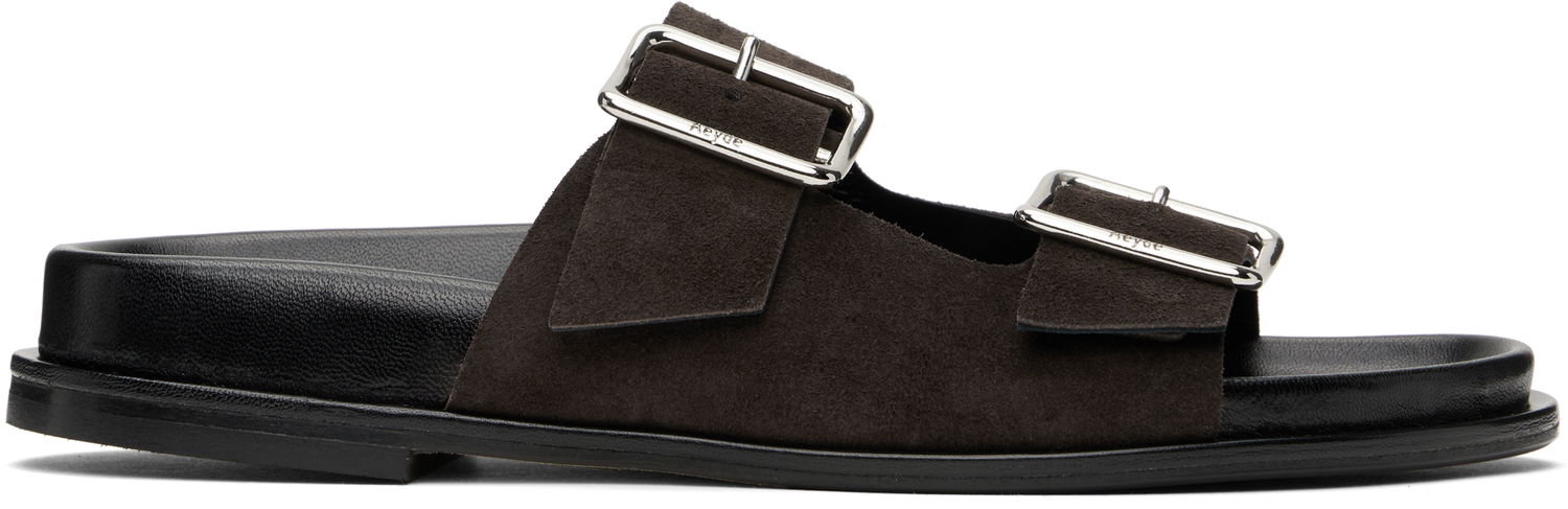 Догляд за взуттям Aeyde Aeyde Meena Suede Double Buckle Slides Коричневий | A11-FS-FOXR08FL174-SS25-953-022, 0