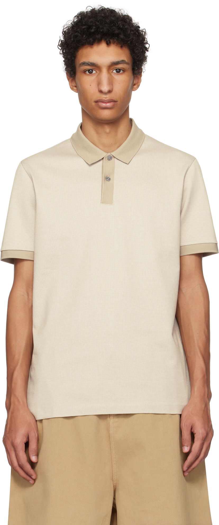 Сорочка поло BOSS BOSS Micro Pattern Mercerized Polo бежевий | 50532246