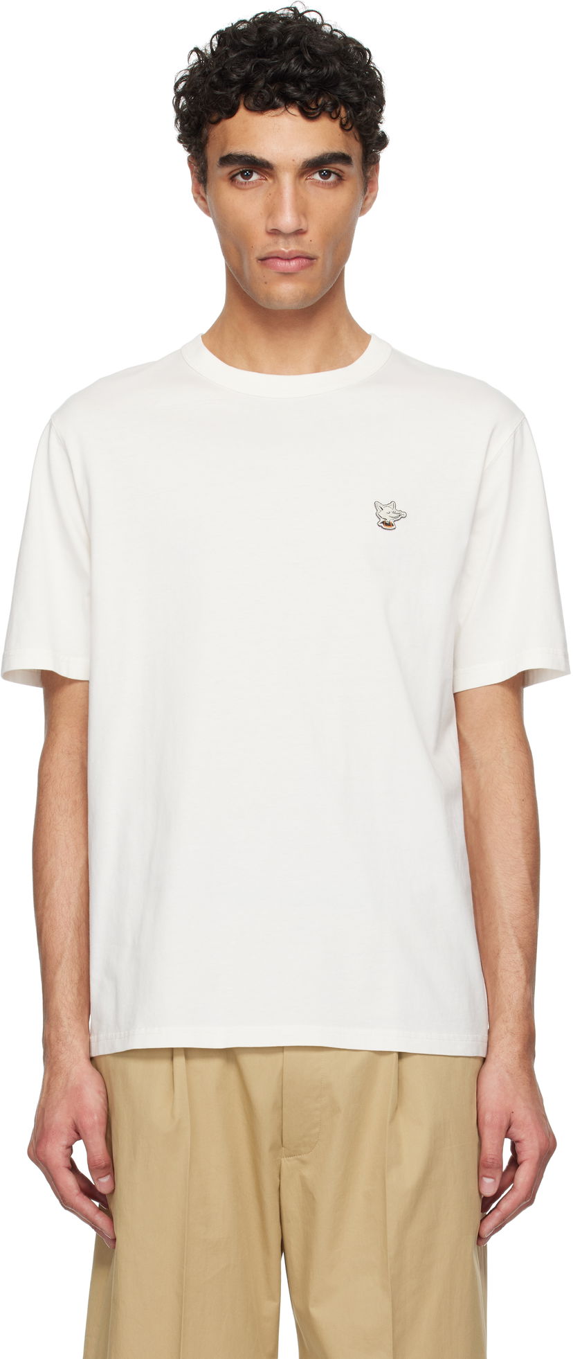 Футболка MAISON KITSUNÉ Maison Kitsuné Barista Fox Patch Relax T-Shirt білий | CKNU00102KJ7014