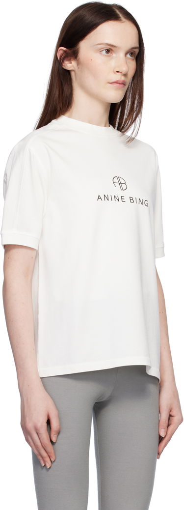 Футболка Anine Bing ANINE BING Jaylin Monogram T-Shirt білий | A-08-10280-IVY1, 4