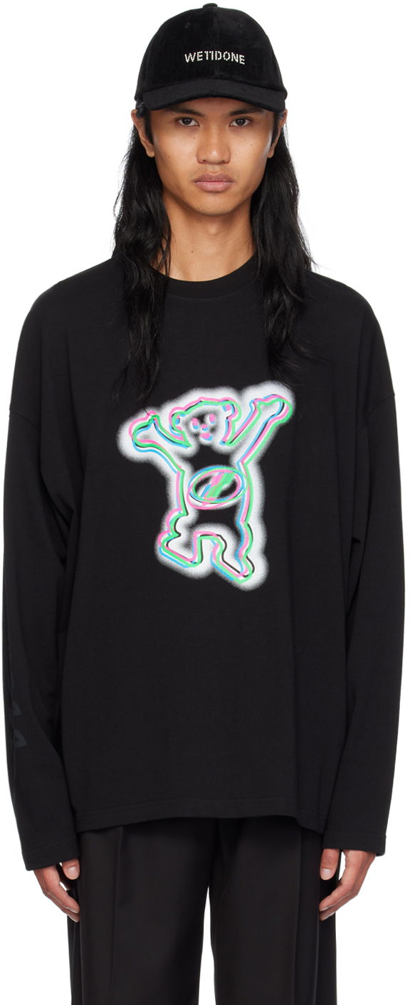 Футболка We11done Colorful Teddy Print Long Sleeve T-Shirt чорний | WD-TT3-22-833-U-BK
