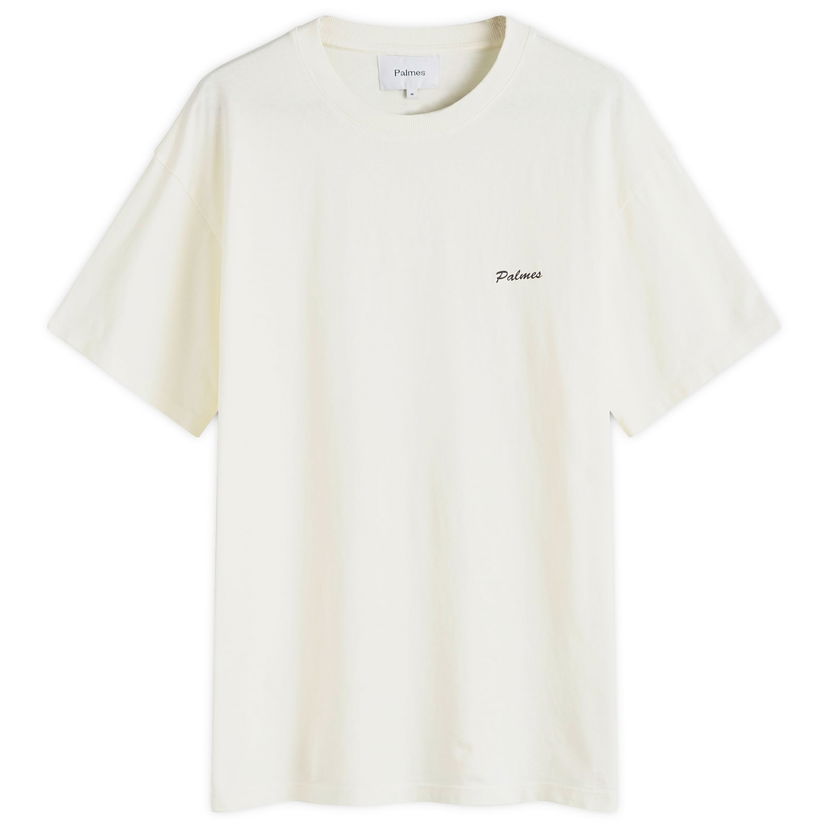Футболка Palmes Dyed Chest Logo T-Shirt білий | P10-0026-036