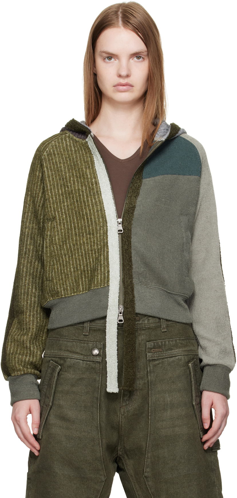 Світшоти Andersson Bell Andersson Bell Color Blocked Knit Zip-Up Hoodie Зелений | atb1364w