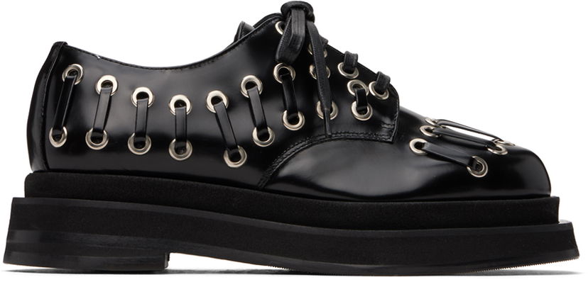 плаття Simone Rocha Simone Rocha Heart Toe Platform Grommet Brogues чорний | LOF2 0740