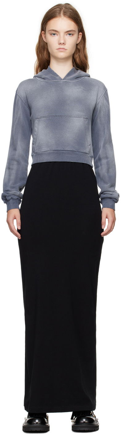 Спідниця We11done We11done Layered Hoodie Maxi Dress чорний | WD-TH2-24-838-W-CH