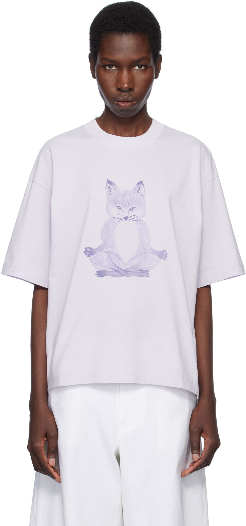 Футболка MAISON KITSUNÉ Maison Kitsuné Yoga Fox Boxy T-Shirt Фіолетовий | OW00123KJ0008