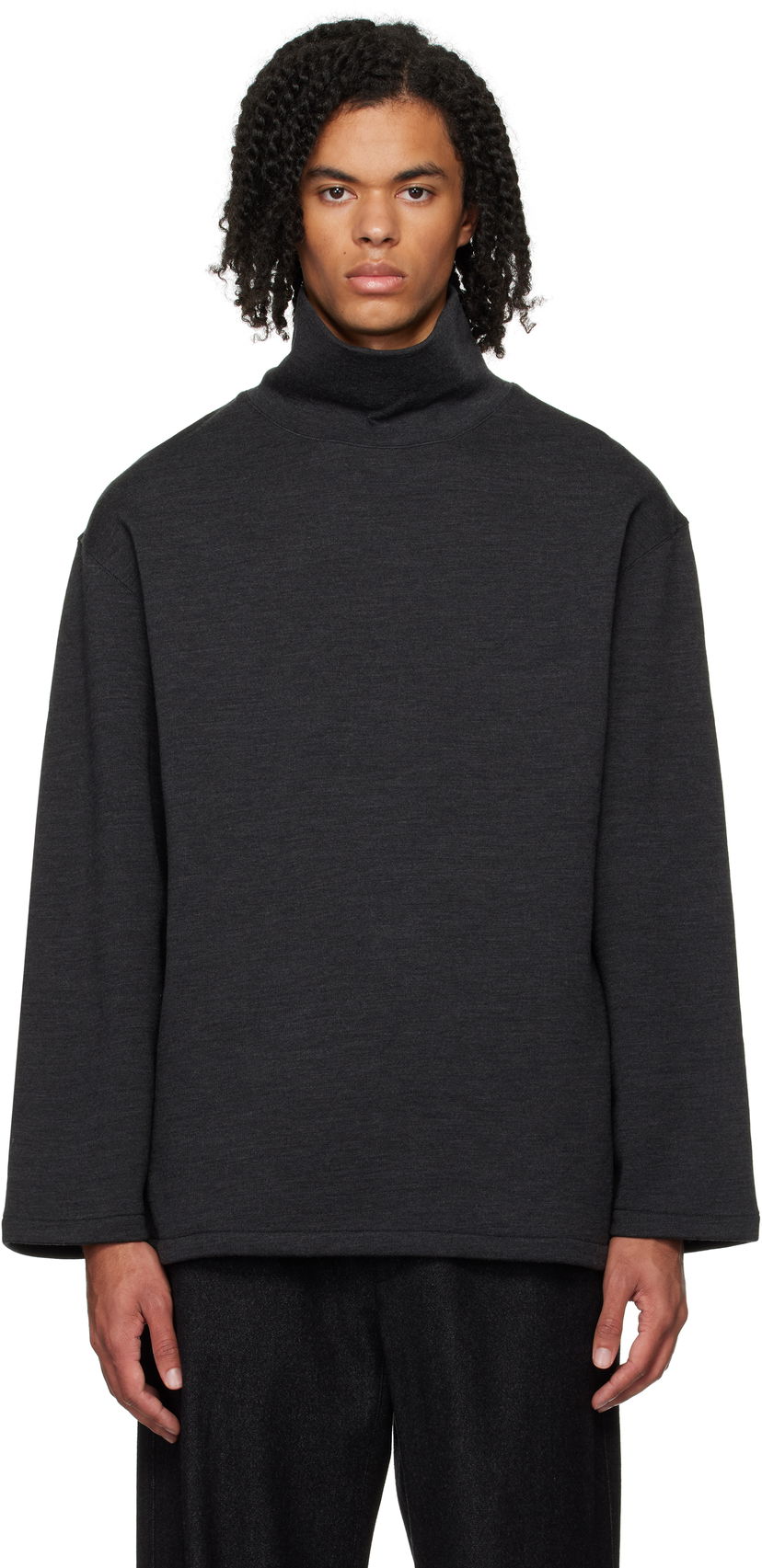 Cветр LEMAIRE Lemaire Mock Neck Sweatshirt чорний | TO1287 LJ1020