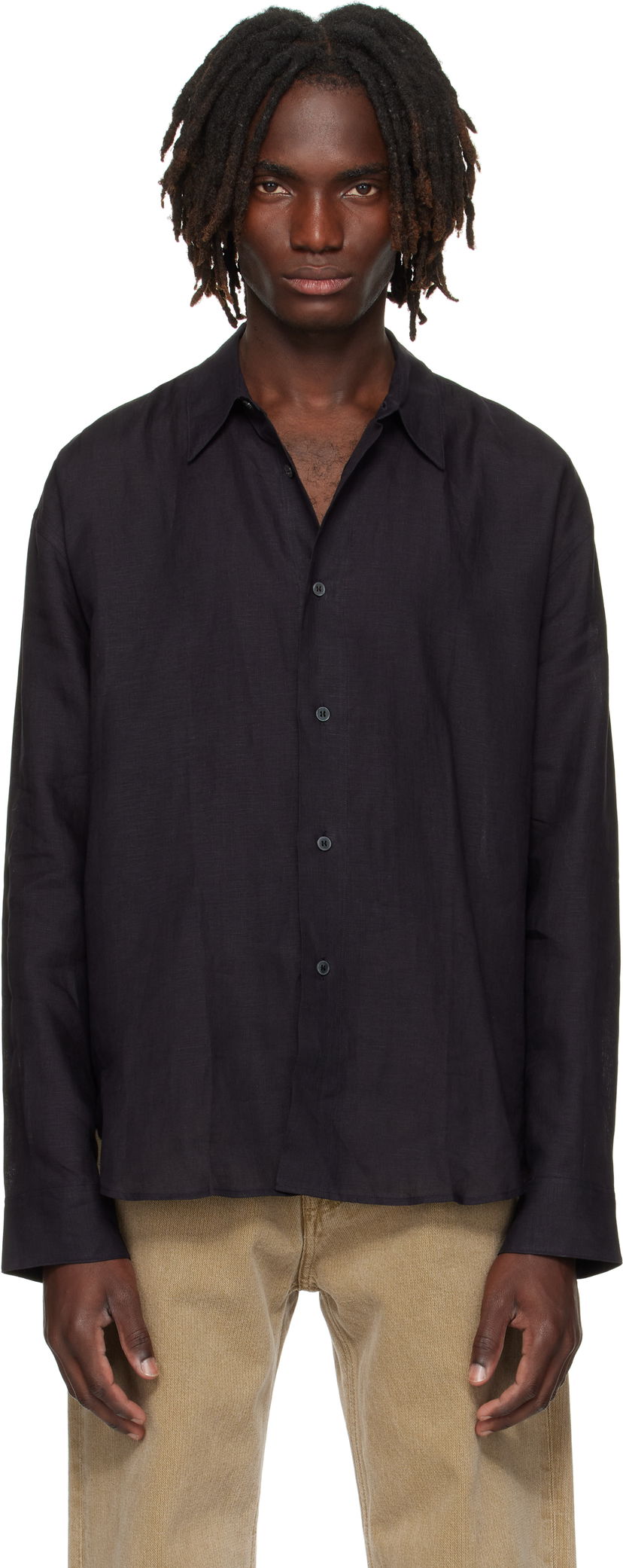 Сорочка Studio Nicholson Studio Nicholson Rafe Linen Shirt чорний | RAFE SNM - 1402