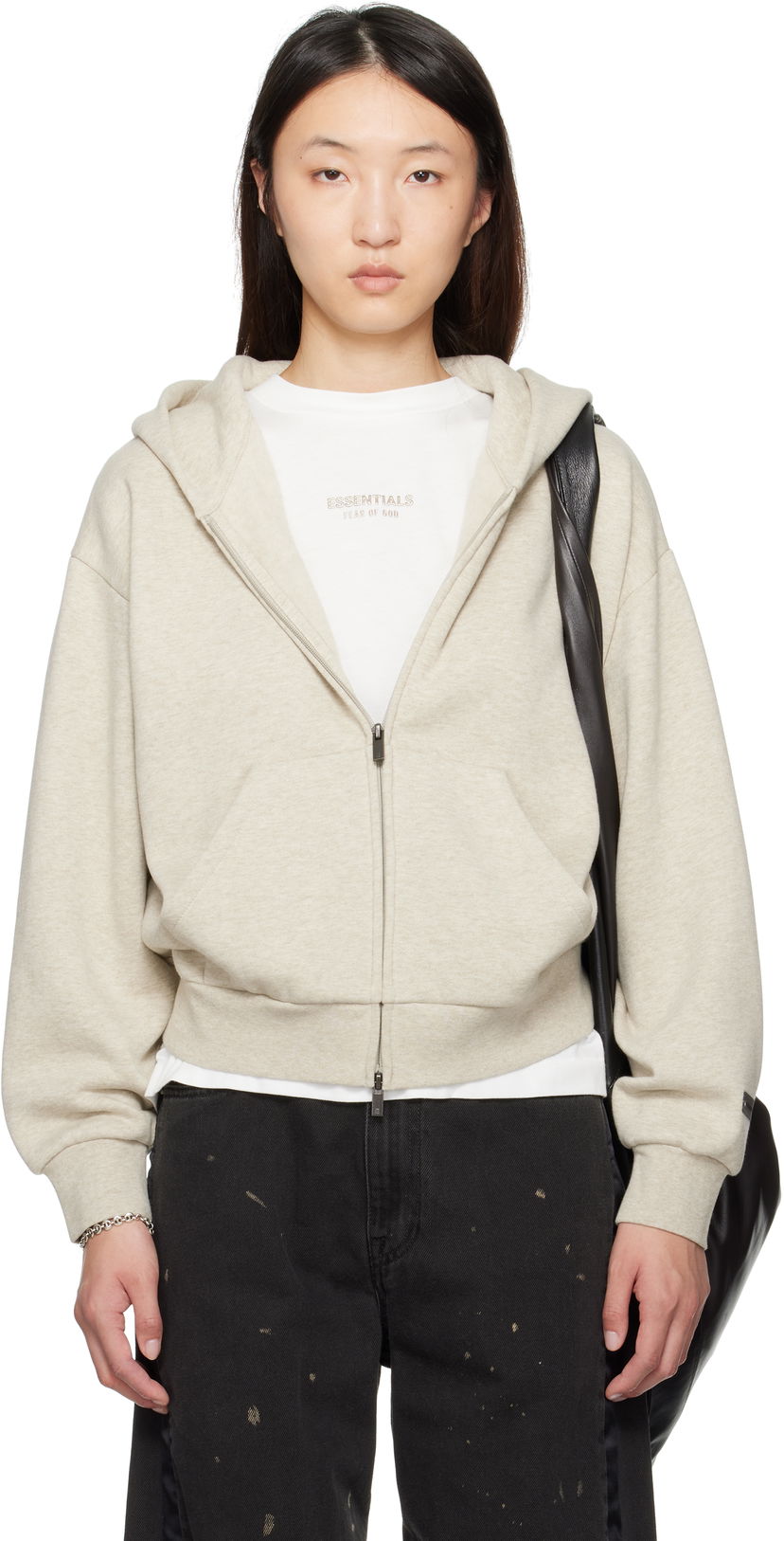 Світшоти Fear of God ESSENTIALS Classic Fit Zip-Up Hoodie бежевий | 192SP255092FW