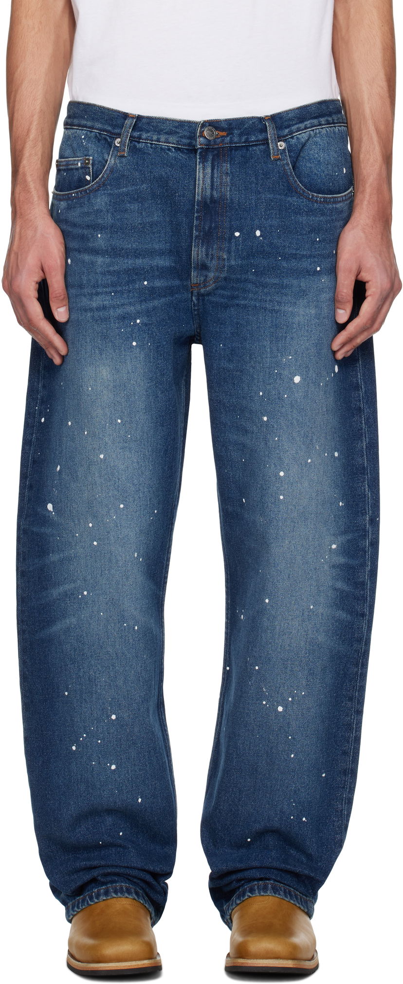 Джинси A.P.C. A.P.C. Relaxed Fit Paint Splatter Jeans Синій | COHGL-H09199