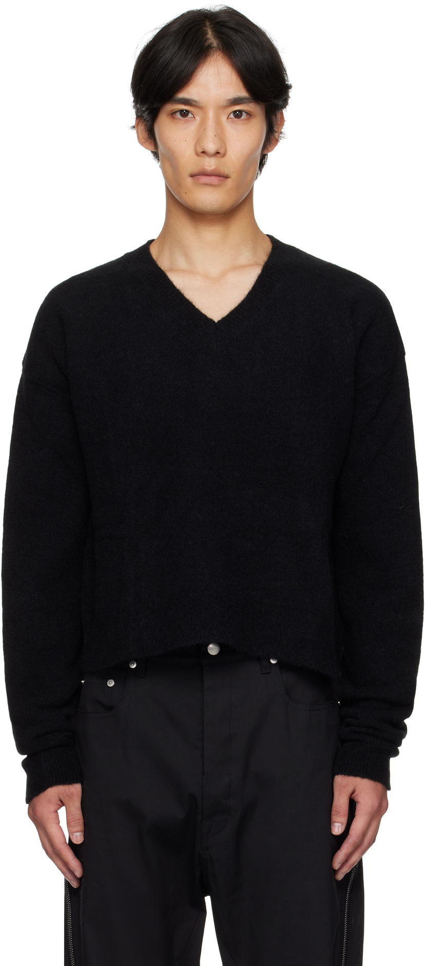 Cветр Rick Owens Rick Owens Concordians Tommy V-Neck Sweater чорний | RU02E1650 KWP