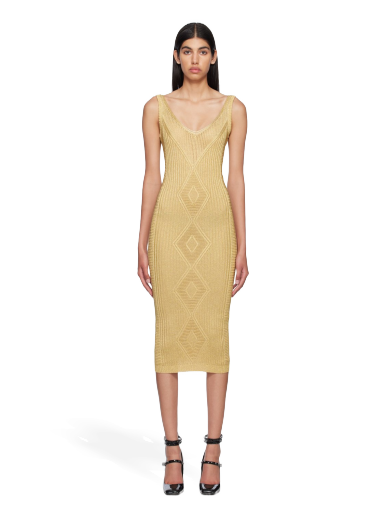 плаття Valentino V-Neck Midi Dress "Gold" бежевий | 2B3KD09U7SK
