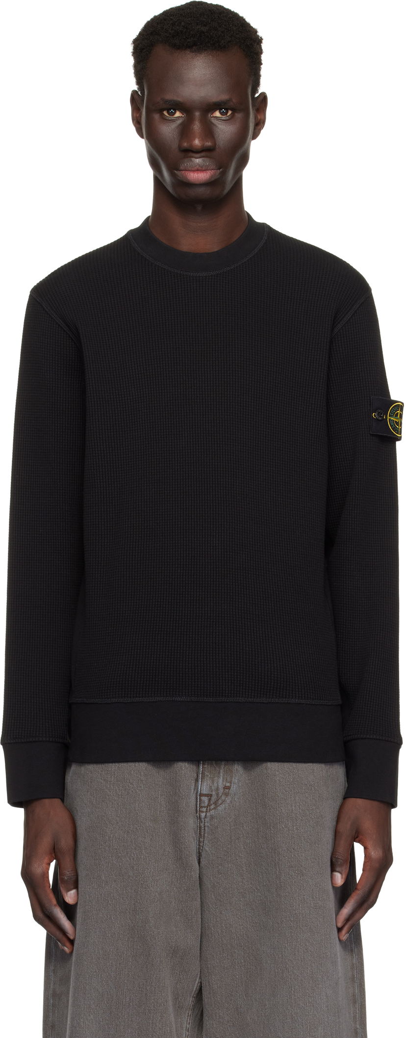 Cветр Stone Island Stone Island Waffle Fleece Sweatshirt чорний | K1S15 6100008 S0044