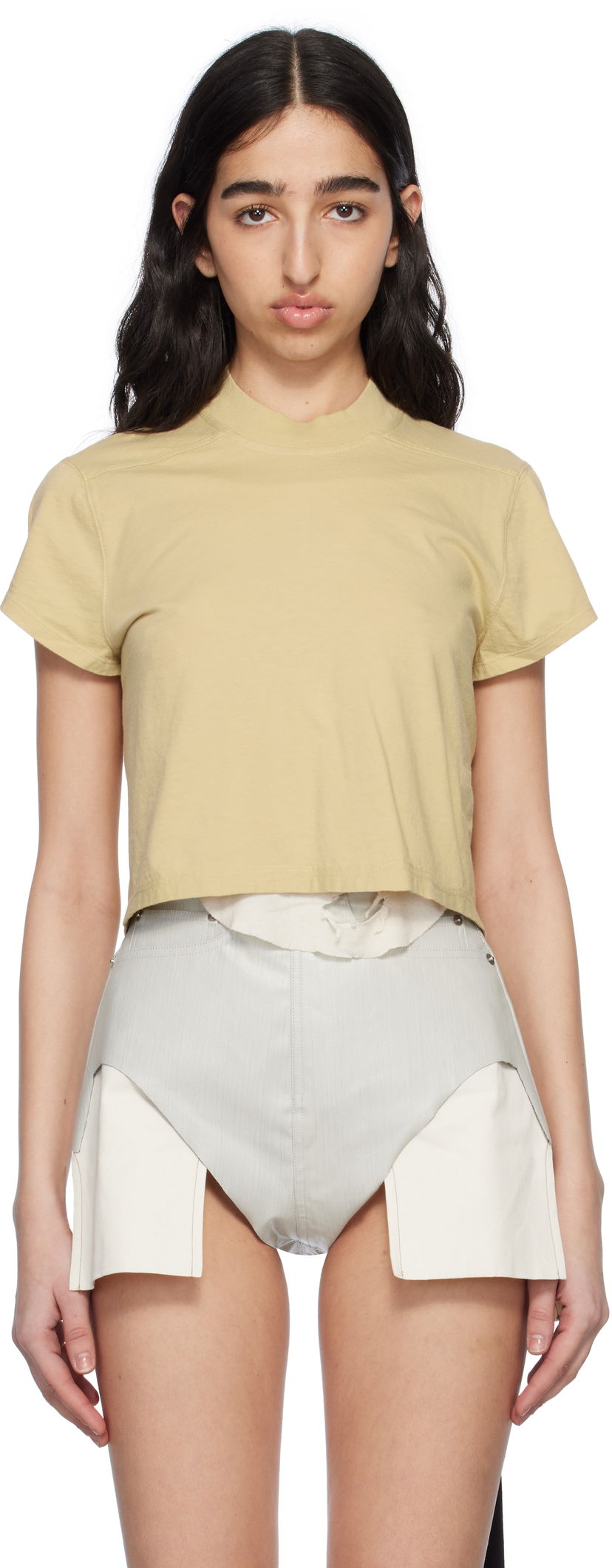 Кроп-топи Rick Owens Rick Owens DRKSHDW Hollywood Cropped Level Tee Жовтий | DS01E3207 RN