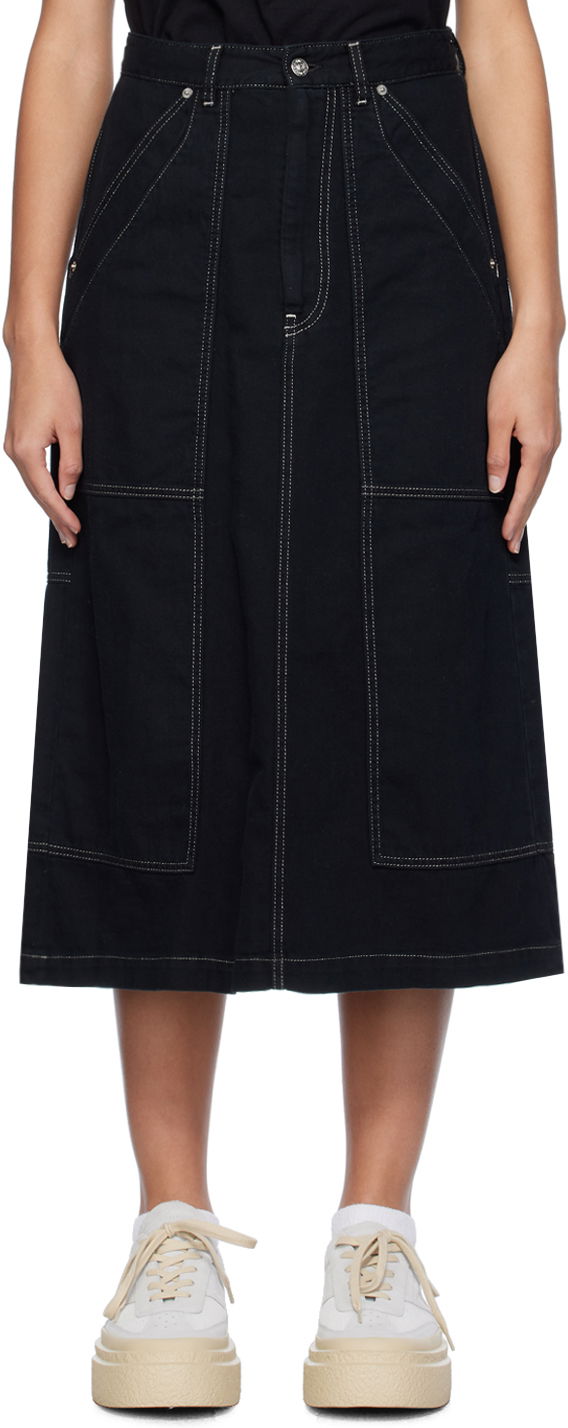 Спідниця Maison Margiela MM6 Paneled Denim Midi Skirt чорний | S62MI0015 M30002
