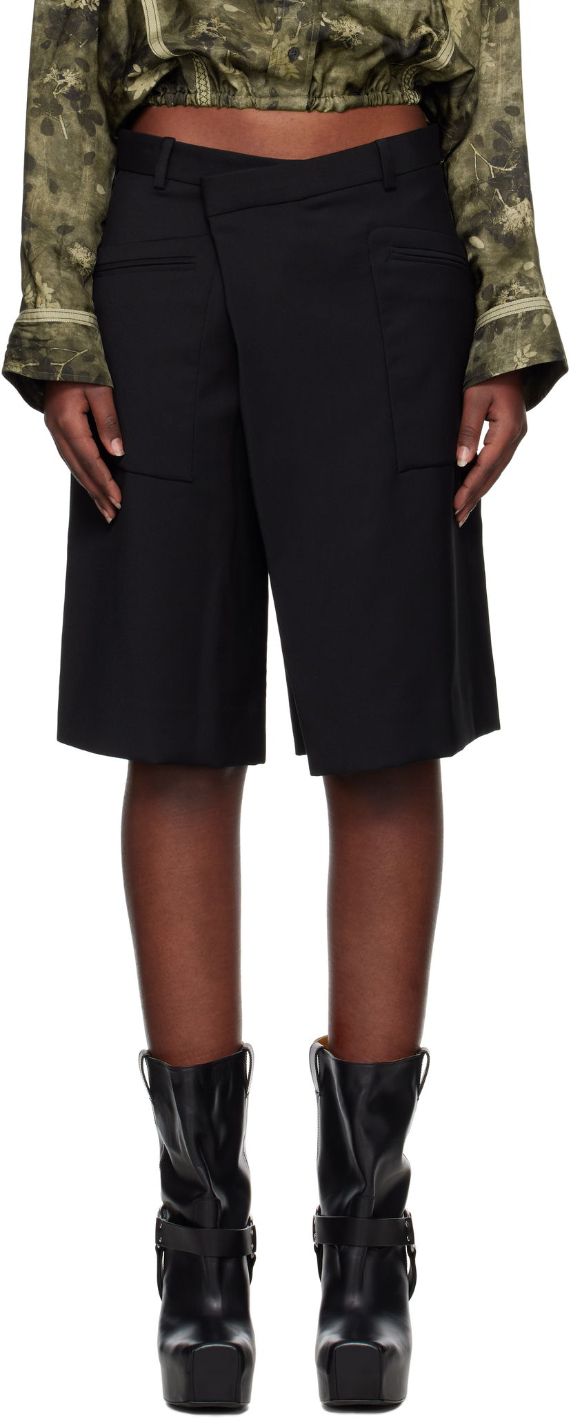 Шорти R13 R13 Crossover Knee-Length Shorts чорний | R13WR369-R475A