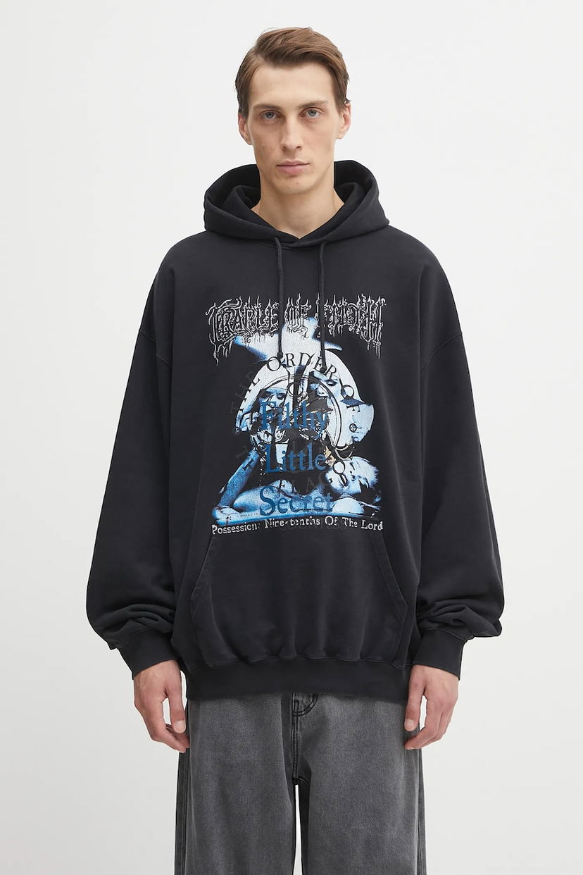 Світшоти VETEMENTS Cotton Cradle of Filth Filthy Secret Oversized Printed Hoodie чорний | UCF76HD600B