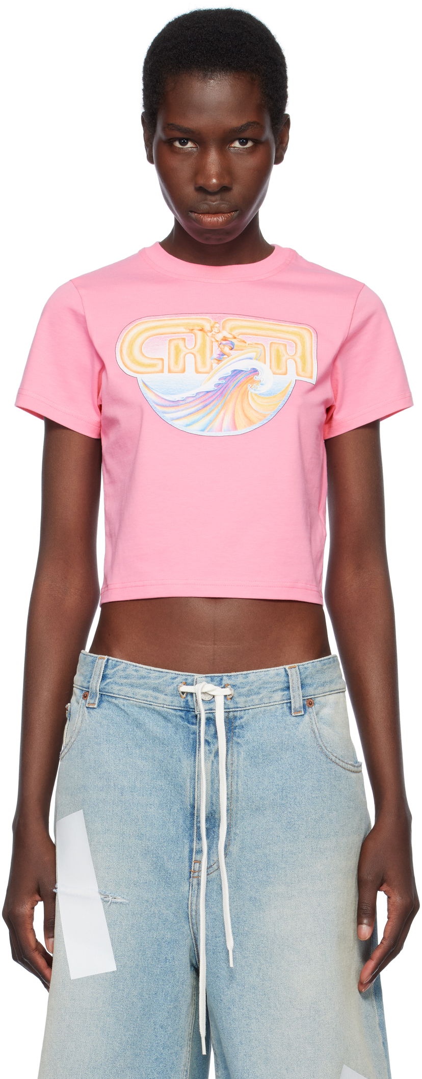 Кроп-топи Casablanca Casablanca Casa Surf Cropped T-Shirt Рожевий | WS25-JTS-009-05
