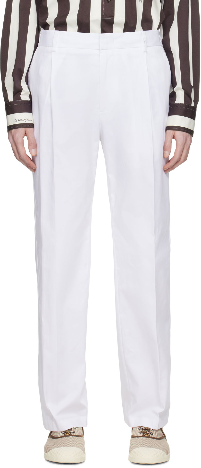Штани Dolce & Gabbana Dolce&Gabbana Gabardine Trousers білий | GP0K7TFUFNV
