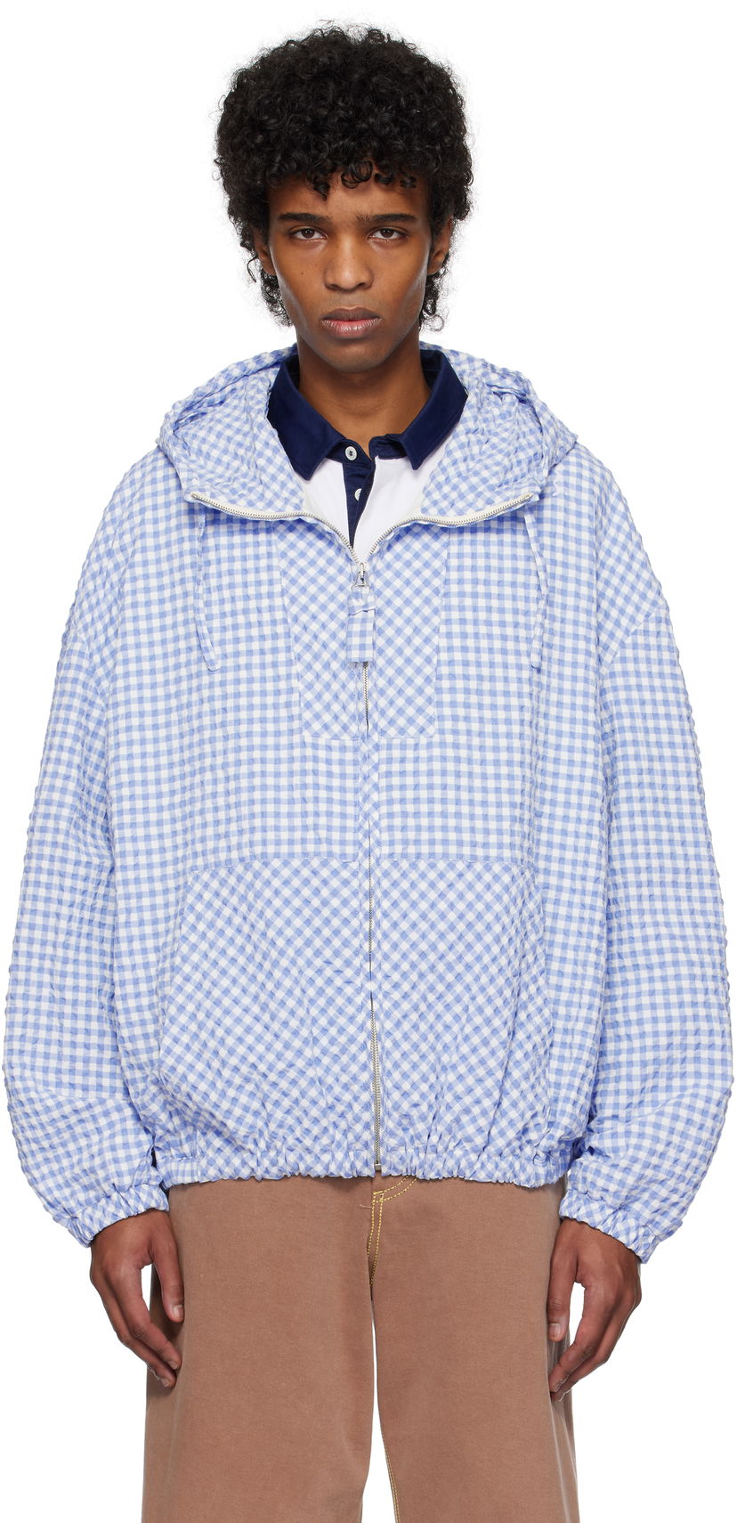 Вітровка Marni Marni Gingham Seersucker Hooded Jacket Синій | JUMU0179SU UTN929