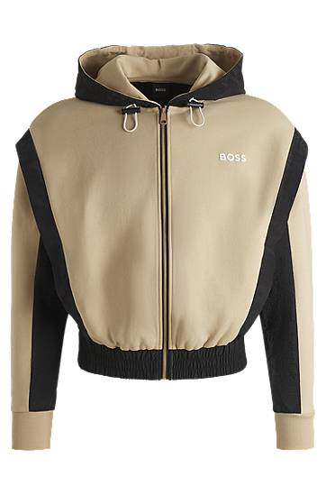Світшоти BOSS BOSS Active Zip-Up Hoodie with Color-Blocking бежевий | 50541327