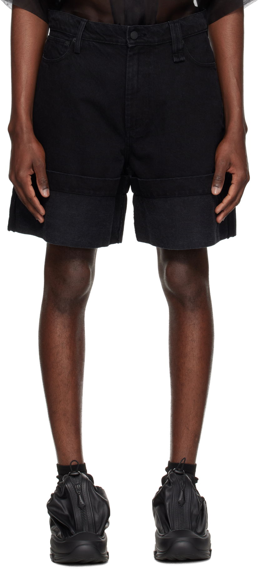 Шорти Simone Rocha Simone Rocha Wide Leg Puddle Denim Shorts чорний | 4138B 1239