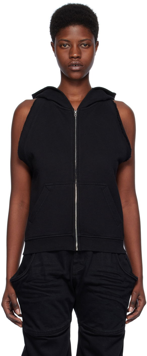 Світшоти We11done We11done Sleeveless Zip-Up Hoodie чорний | WD-TJ0-24-756-W-BK