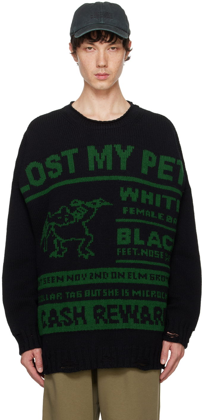 Cветр Maison Margiela MM6 Black 'Lost My Pet' Sweater чорний | SH2HL0017 M13075