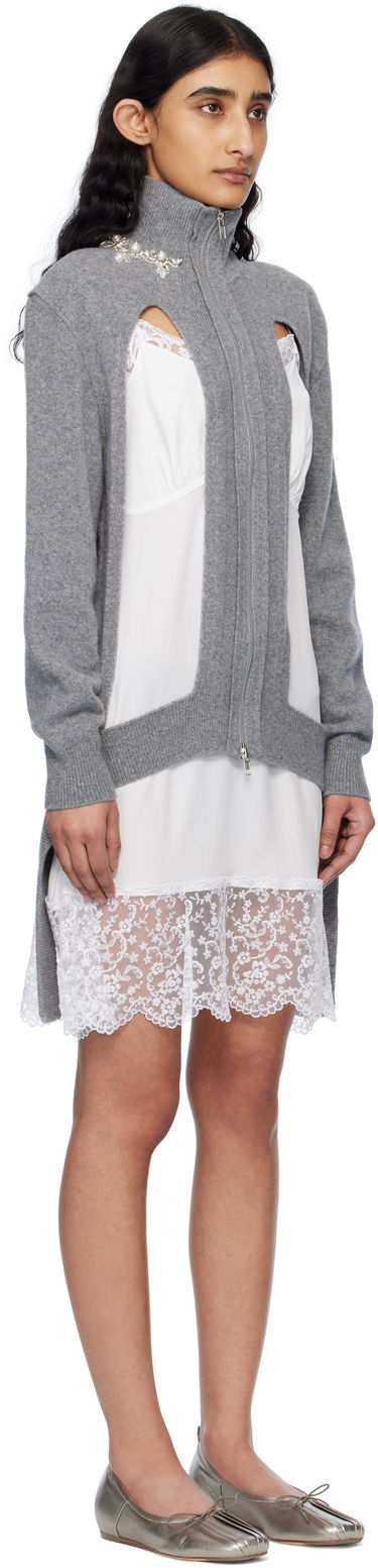 плаття Simone Rocha Simone Rocha Embellished Window Zip Cardigan бежевий | LMK4BW 0660, 4