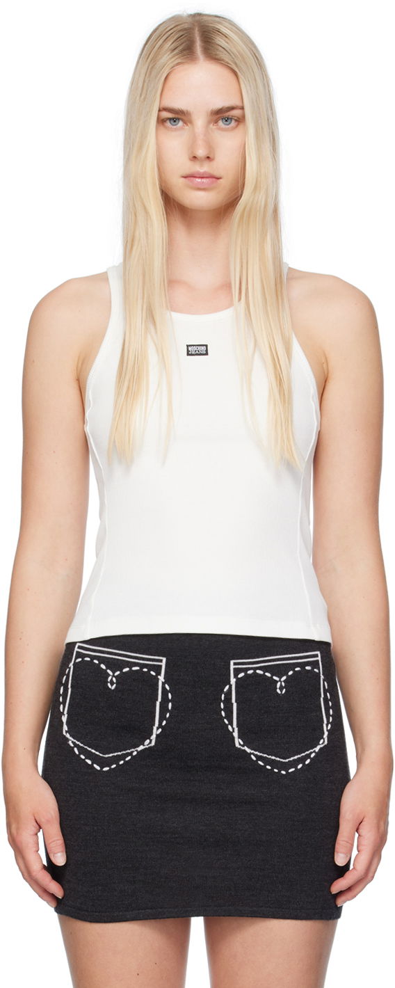 Безрукавка Moschino Moschino Jeans Patch Tank Top білий | 242K10807
