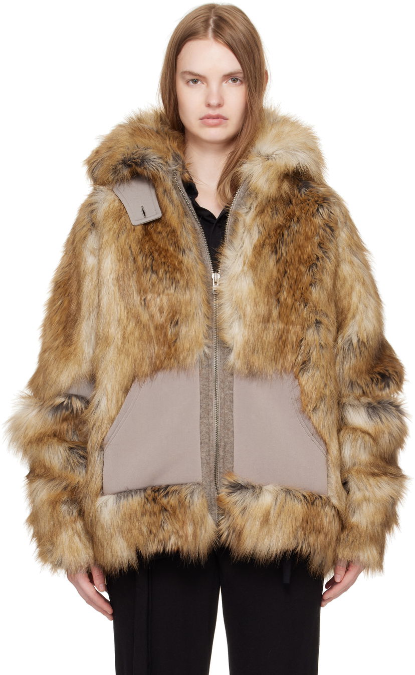 Куртка Ottolinger Ottolinger Oversized Furry Multiline Jacket Коричневий | 109-701709-01