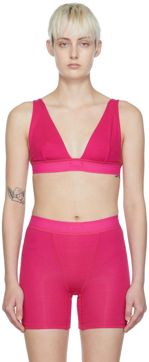 Бюстгальтер SKIMS Women's Plunge Rib Bralette Рожевий | Br-plg-0037