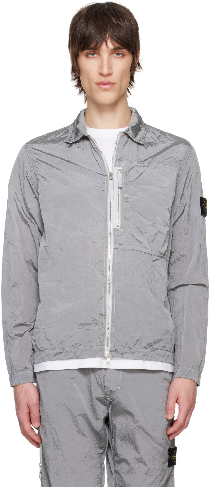 Вітровка Stone Island Stone Island Regenerated Nylon Metal ECONYL Overshirt Сірий | K1S15 1200005 S0019