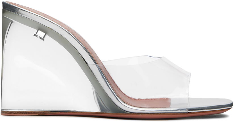 Аксесуари Amina Muaddi Amina Muaddi Lupita Glass Wedge Sandals Металік | LUPITA GLASS WEDGE PLEXI PVC